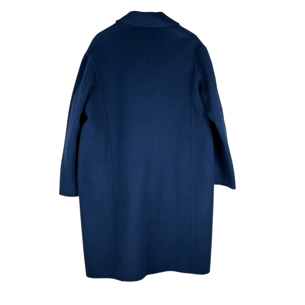 Vince Women's Navy Double-Breasted Wool Coat Size Large Long Overcoat Luxury - Picture 6 of 9